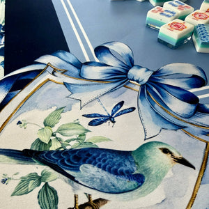 Taylor Gray Mahjong Mat Blue Bam Bird