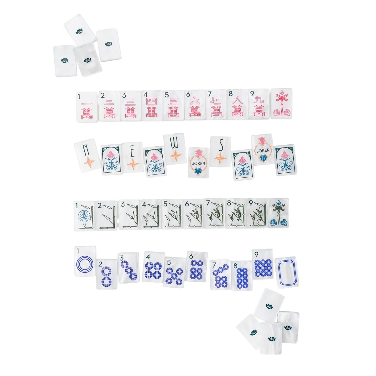 WHITE MOTHER OF PEARL DECO MAHJONG TILES