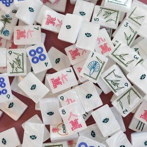 WHITE MOTHER OF PEARL DECO MAHJONG TILES