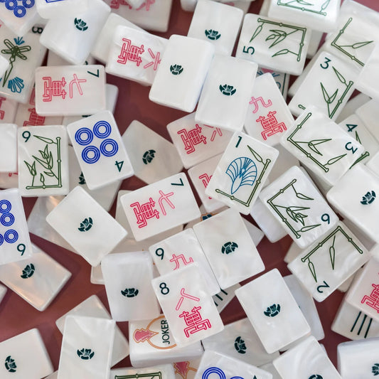 WHITE MOTHER OF PEARL DECO MAHJONG TILES
