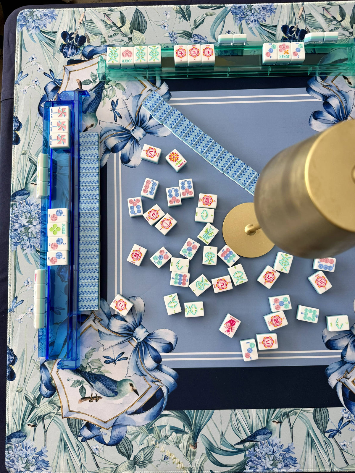 Taylor Gray Mahjong Mat Blue Bam Bird